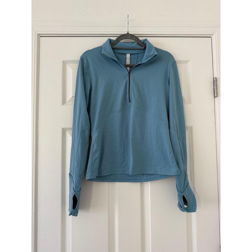 lululemon athletica Light Blue Long Sleeve Half-Zip Top